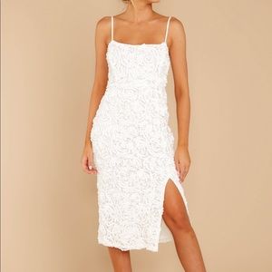 White textured Midi dress